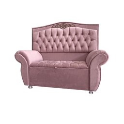 KIT Cabeceira + Recamier Baú Dunas Dubái veludo Rosê Linha Alta 1,95 casal Dalaqua-Decor - 1