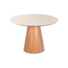 Mesa de Jantar Cone Redonda 90 Cm - Lâmina de Madeira Cinamomo e Laca Off White - 1