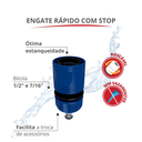 Ver imagem 2 de Engate Rápido com Stop 1/2" e 7/16" para Mangueira Cor Azul Durín