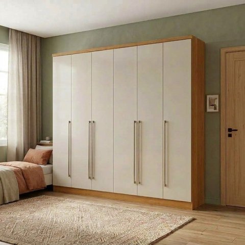 Guarda Roupa Casal 6 Portas 8 Gavetas 270cm com Cabideiro