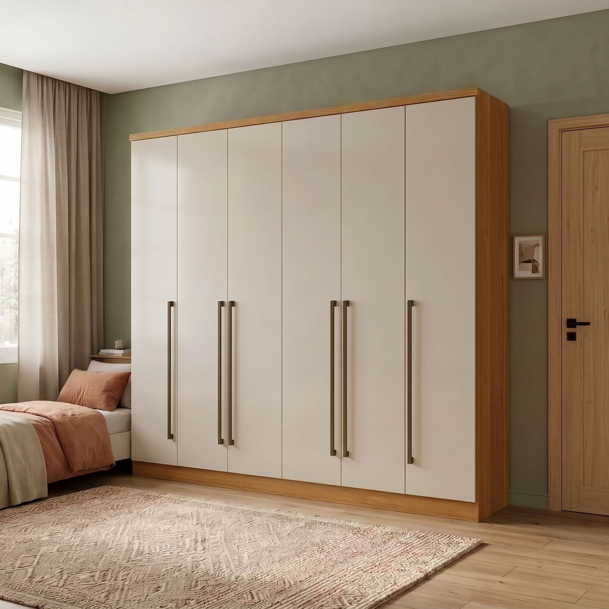 Guarda Roupa Casal 6 Portas 8 Gavetas 270cm com Cabideiro