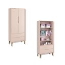 Ver imagem 4 de Quarto de Bebê Berço + Cômoda + Guarda Roupa Retrô Rosa Theo Madeira