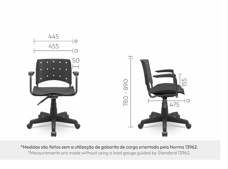 Cadeira Giratória Ergoplax Plaxmetal Assento Estofado Preta com Braços - 4