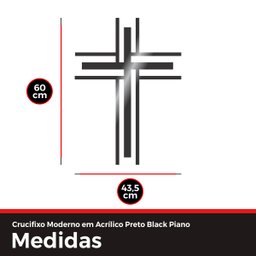 Crucifixo Moderno de Parede em Acrílico Preto Black Piano - 3
