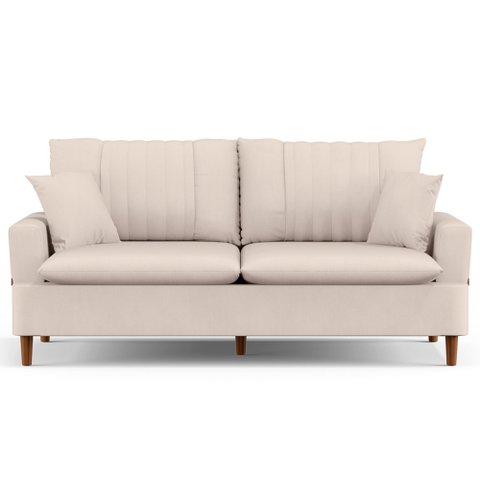 Sofá 3 Lugares 200cm com Almofadas Veras D05 Suede Bege Claro - Mpozenato