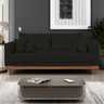 Kit Poltrona Living + Sofá 2 Lugares com Base Madeira Suede Cor:preto - 6
