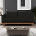 Ver imagem 6 de Kit Poltrona Living + Sofá 2 Lugares com Base Madeira Suede Cor:preto