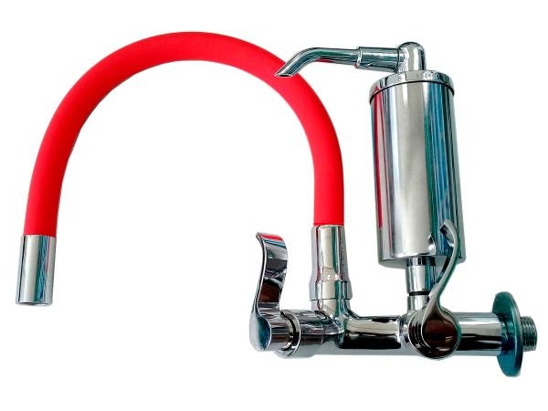 Torneira Gourmet Flexível Vermelha D Parede com Filtro, Refil - 1