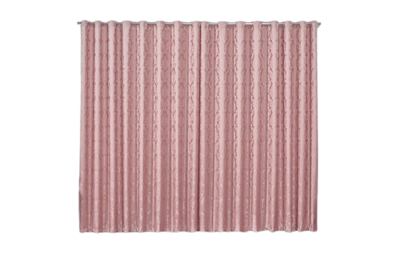 Cortina Jacquard 3,00x2,30 Para Trilho Suíço:Rosê/Rosa