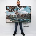 Ver imagem 3 de Quadro Decorativo em Canvas Cidade de Veneza - As Gôngolas e as Flores TaColado Moldura Madeira 120