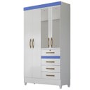 Ver imagem 3 de Guarda Roupa Madri 110cm 4 Portas Branco Flex com Espelho Moval
