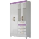 Ver imagem 2 de Guarda Roupa Madri 110cm 4 Portas Branco Flex com Espelho Moval
