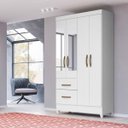 Ver imagem 1 de Guarda Roupa Madri 110cm 4 Portas Branco Flex com Espelho Moval