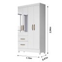 Ver imagem 5 de Guarda Roupa Madri 110cm 4 Portas Branco Flex com Espelho Moval