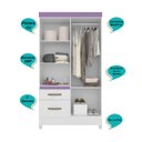 Ver imagem 7 de Guarda Roupa Madri 110cm 4 Portas Branco Flex com Espelho Moval
