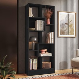 Estante Livreiro com 8 Nichos Preto Fosco - Qmovi - 2