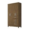 Guarda Roupa Solteiro 4 Portas 4 Gavetas Castanho Wood Sobral - Moval - 2