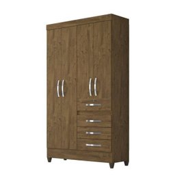 Guarda Roupa Solteiro 4 Portas 4 Gavetas Castanho Wood Sobral - Moval - 2 Guarda Roupa Solteiro 4 Portas 4 Gavetas Castanho Wood Sobral - Moval - 2