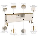 Ver imagem 3 de Rack TV 65 pol 180cm 2 Portas Pé Madeira Luara Hanover/Off White A10 - Mpozenato