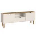Ver imagem 2 de Rack TV 65 pol 180cm 2 Portas Pé Madeira Luara Hanover/Off White A10 - Mpozenato