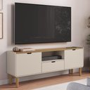 Ver imagem 1 de Rack TV 65 pol 180cm 2 Portas Pé Madeira Luara Hanover/Off White A10 - Mpozenato