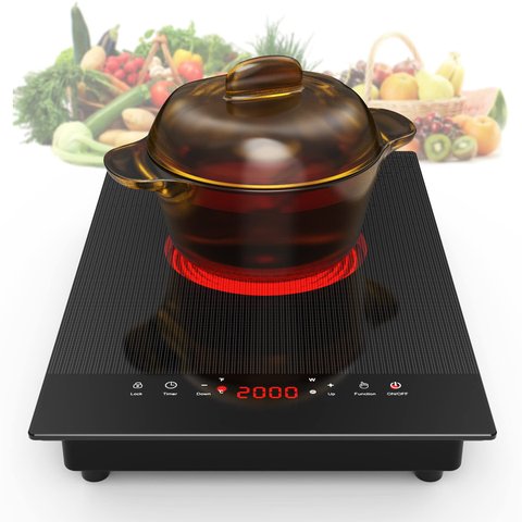 Vbgk Cooktop Elétrico Portátil 2000w com 9 Níveis de Potência e Timer