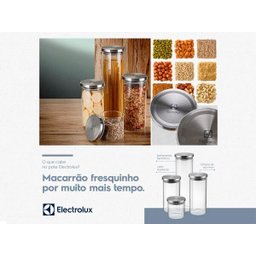 Conjunto com 4 Potes Hermetico de Vidro com Tampa Inox - 6