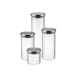 Conjunto com 4 Potes Hermetico de Vidro com Tampa Inox - 2