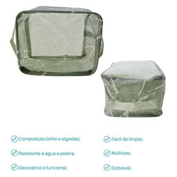 Kit 2 Cesto Organizador Em Tecido Multiuso Infantil Cesta Organizadora Brinquedo Decorativa Cinza - 4