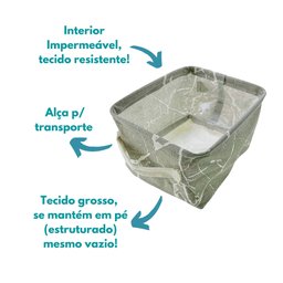 Kit 2 Cesto Organizador Em Tecido Multiuso Infantil Cesta Organizadora Brinquedo Decorativa Cinza - 5