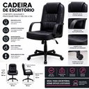 Ver imagem 5 de Cadeira de Escritório Presidente Ergonômica Couro Sintético Encosto Ajustável Trava Cor Preta Reimex