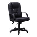 Ver imagem 1 de Cadeira de Escritório Presidente Ergonômica Couro Sintético Encosto Ajustável Trava Cor Preta Reimex