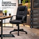 Ver imagem 4 de Cadeira de Escritório Presidente Ergonômica Couro Sintético Encosto Ajustável Trava Cor Preta Reimex