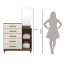 Ver imagem 6 de Cômoda Lisboa 104cm 1 Porta com Espelho Castanho Wood Off White Moval