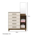 Ver imagem 5 de Cômoda Lisboa 104cm 1 Porta com Espelho Castanho Wood Off White Moval