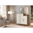 Ver imagem 1 de Cômoda Lisboa 104cm 1 Porta com Espelho Castanho Wood Off White Moval