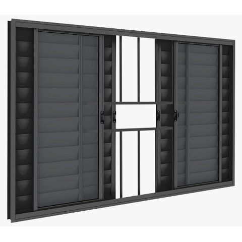 Veneziana 6 Folhas 1,00 X 1,50 Com Grade Alumínio Preto