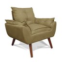 Ver imagem 1 de Poltrona Decorativa Alice Opala Suede Capuccino - Pano e Madeira