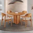 Ver imagem 1 de Conjunto Mesa de Jantar Helena Tampo Organico Laminado 4 Cadeiras Celeste Gold Marrom/Bege/Imbuia