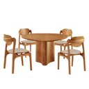 Ver imagem 2 de Conjunto Mesa de Jantar Helena Tampo Organico Laminado 4 Cadeiras Celeste Gold Marrom/Bege/Imbuia