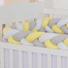 Protetor para berço tipo trança AMARELO/cinza/branco - 01 peça - 2