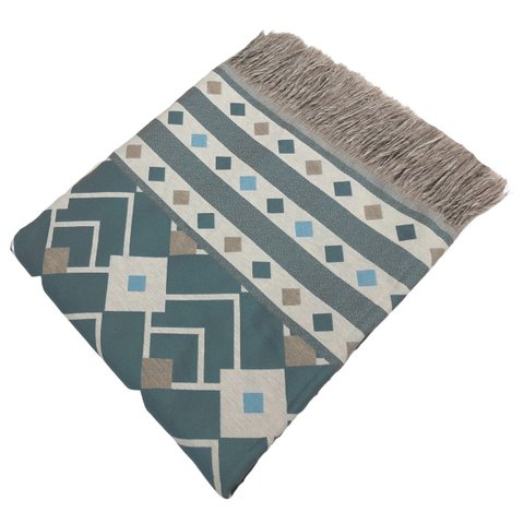 Manta Xale Sofá Decorativa Luxo Dupla Face Jacquard 1,40mx1,70m Istambul Turquesa