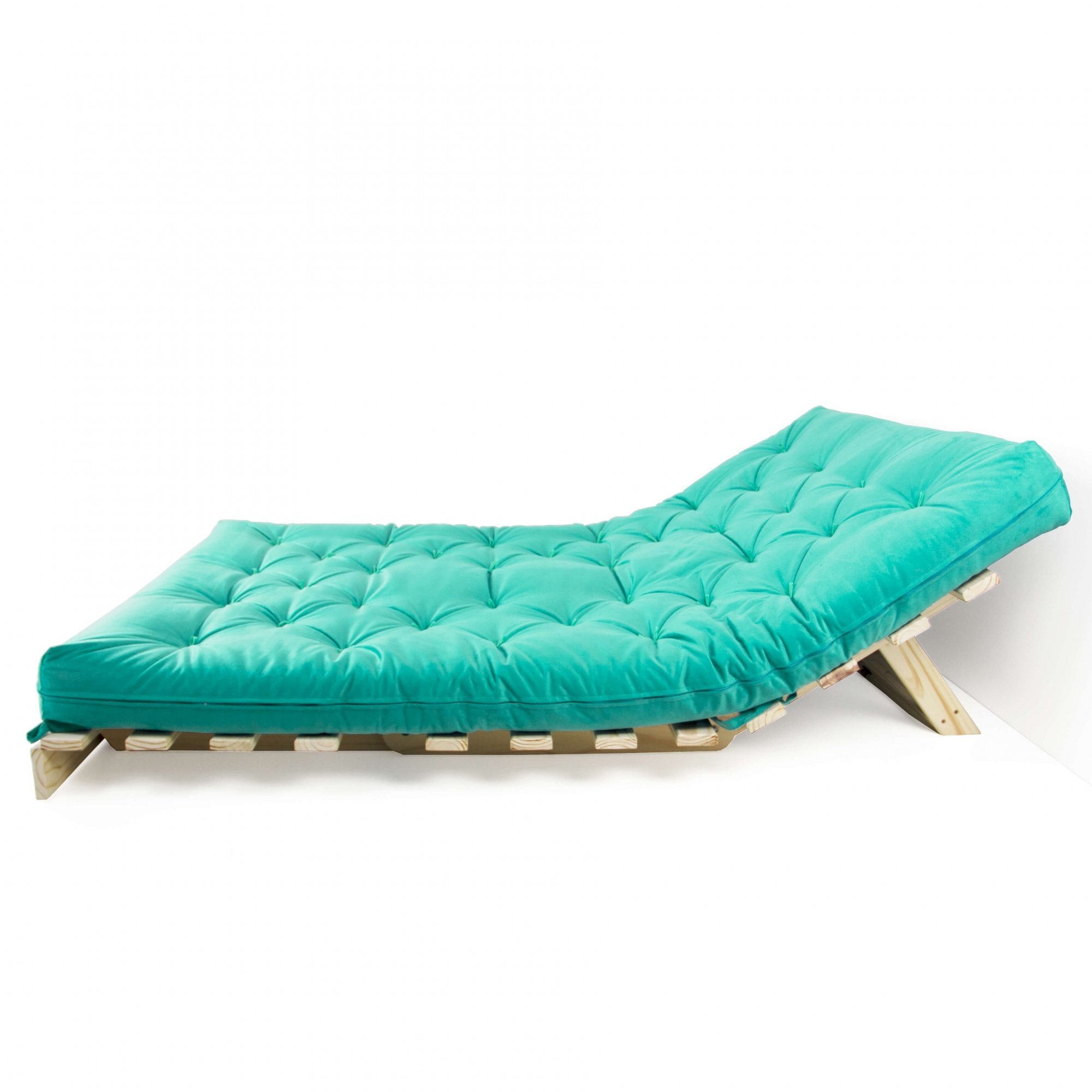 Futon Casal Tokio Sofá Cama Azul Turquesa Acquablock com Madeira Maciça