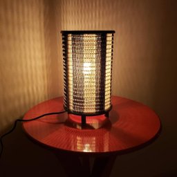 Luminária De Mesa Sala De Estar Rustica Em Madeira E Fibra - 3