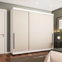 Ver imagem 1 de Roupeiro Madri 3 Portas de Correr 4 Gavetas 217x213cm Creme/Branco 250704