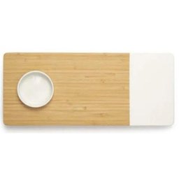 Tábua Cortar Carne Bambu Detalhe Branco Recipiente - Mor - 1