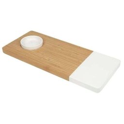 Tábua Cortar Carne Bambu Detalhe Branco Recipiente - Mor - 5