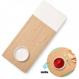 Tábua Cortar Carne Bambu Detalhe Branco Recipiente - Mor - 2