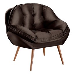Poltrona Decorativa Almofadada com Pé Palito Veludo Dallas Marrom - Sofá Casa - 2