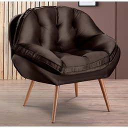 Poltrona Decorativa Almofadada com Pé Palito Veludo Dallas Marrom - Sofá Casa - 1